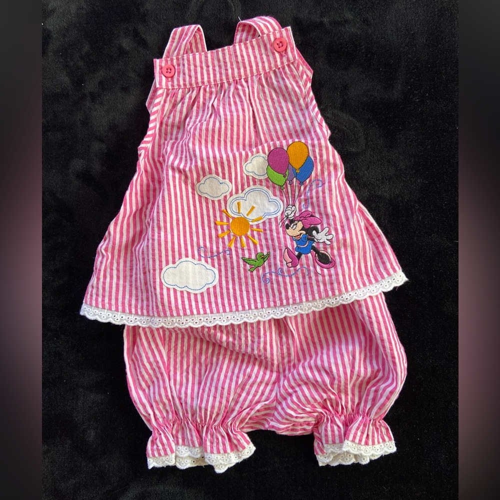 Disney Minnie 6 mos Seersucker Outfit NWT